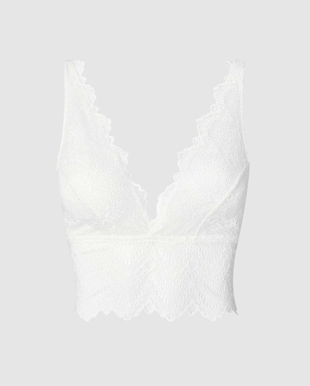 Kanten dompel bralette top blanche wit