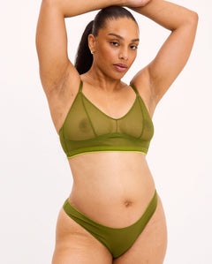 Mesh Bikini Briefs Olive