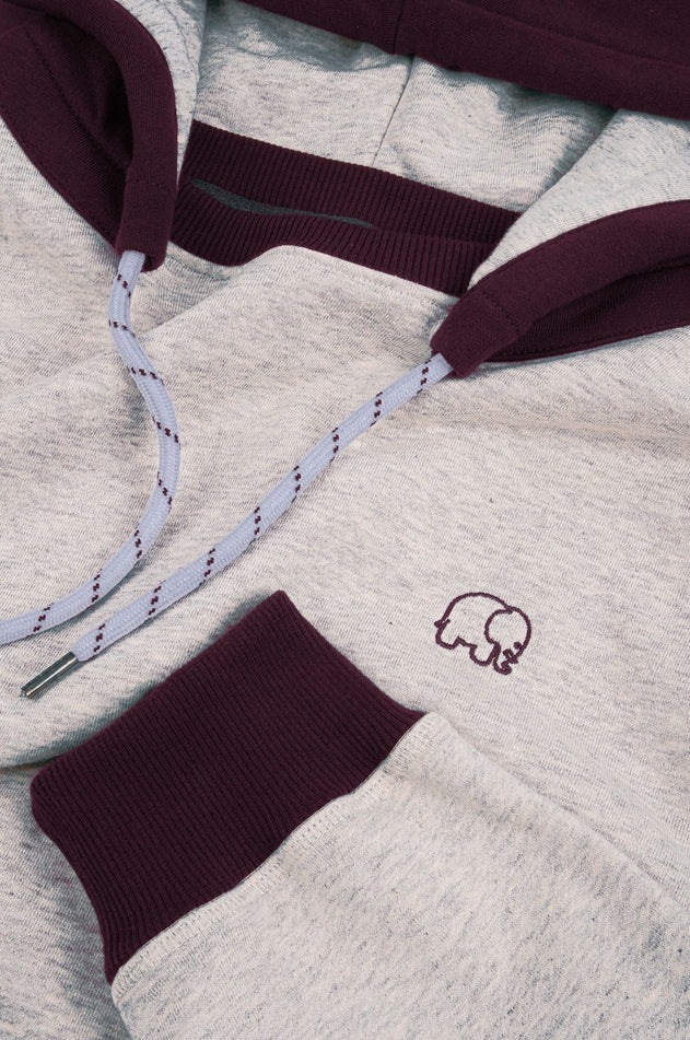 The Hooded Oversized Sweater Warm Heather Grey/Wine Red