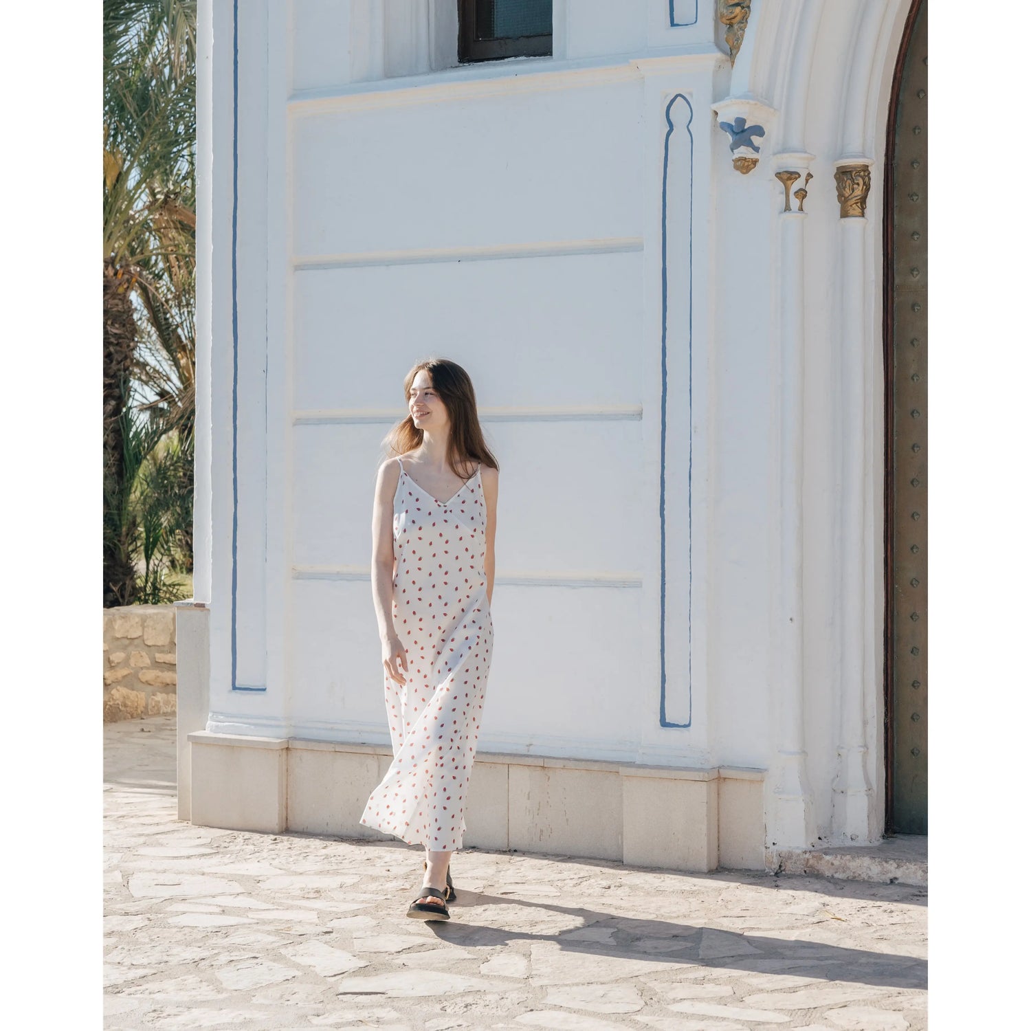 Sweet Strawberry Dress White