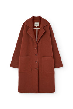 Merino Wool Long Coat in Red