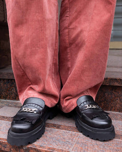 Chunky Loafers Grape Leather Loafers Black