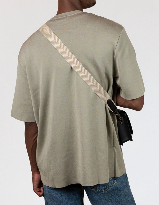 Herringbone Tasriem Zand & Zwart, Vegan Uppeal™