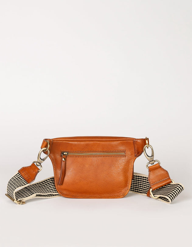 Beck's Bum Bag Checkered Stromboli Leather Cognac