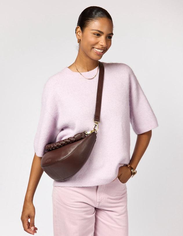 Leo Twisted Handle Tas Chocoladebruin