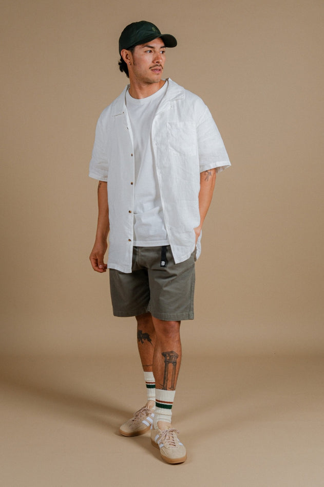 Men's San Miguel Linen Short Sleeve Camp Shirt Foam White