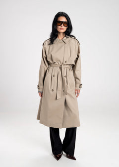 90's Long Trench Coat Beige