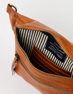 Beck's Bum Bag Cognac Checkered Stromboli Leather