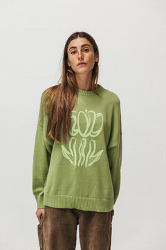 Printed Tulip Sweater Green