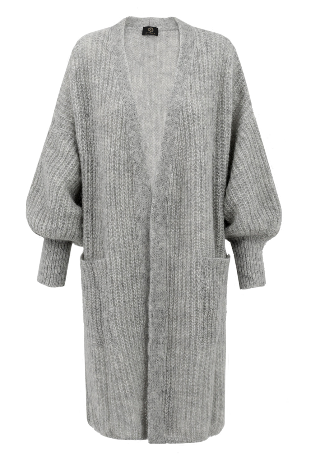 Mohair Alpaca Long Cardigan Grey