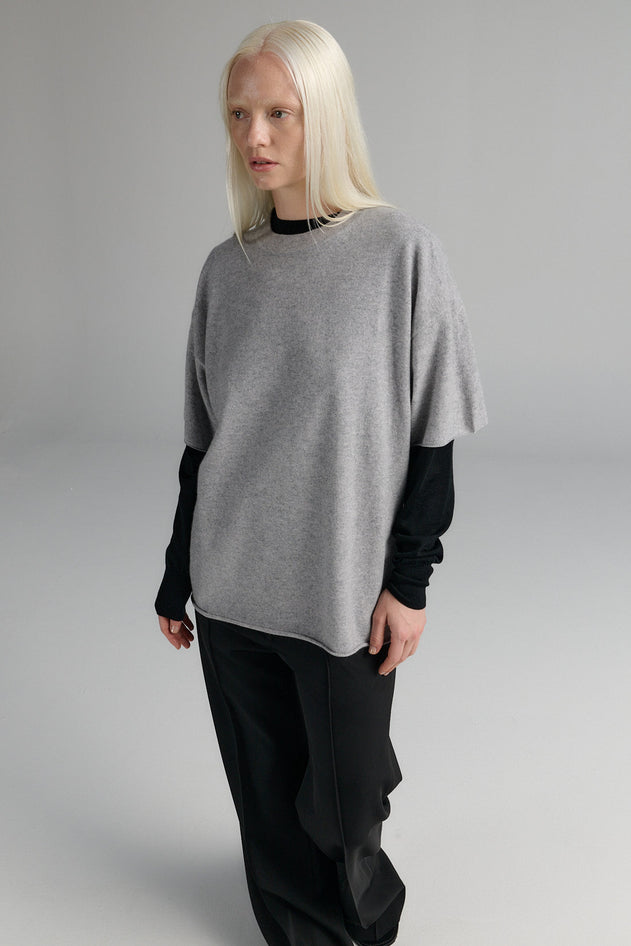 Cashmere Blend T-Shirt Light Grey