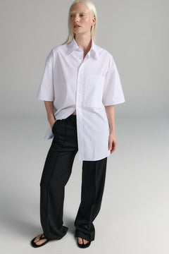 Short Sleeve Button-Up Shirt White