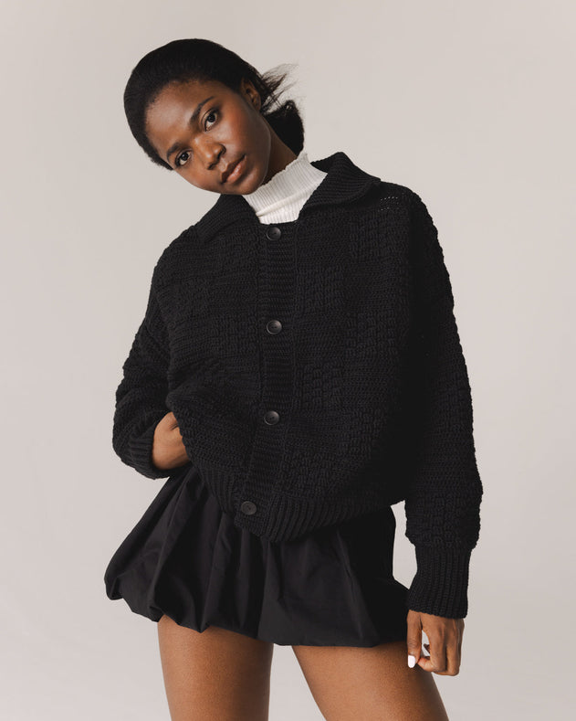 Prietema Crochet Cotton Jacket Black