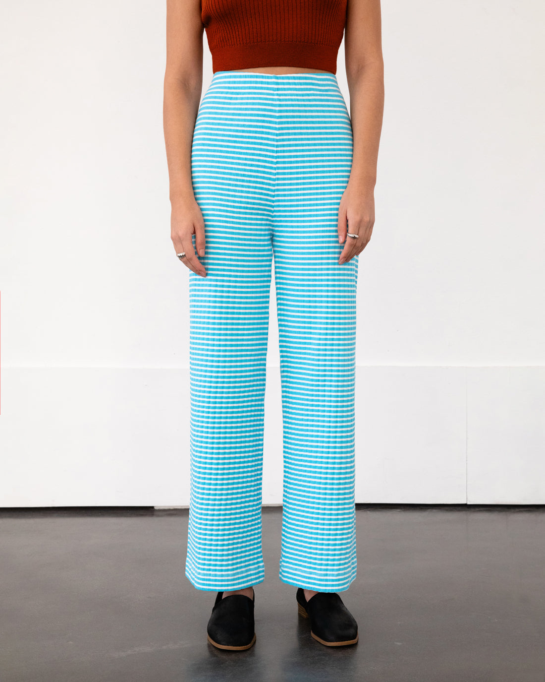 Ribbed Lounge Pants Blue/White Stripe