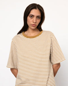 Unisex Striped T-Shirt Caramel/White