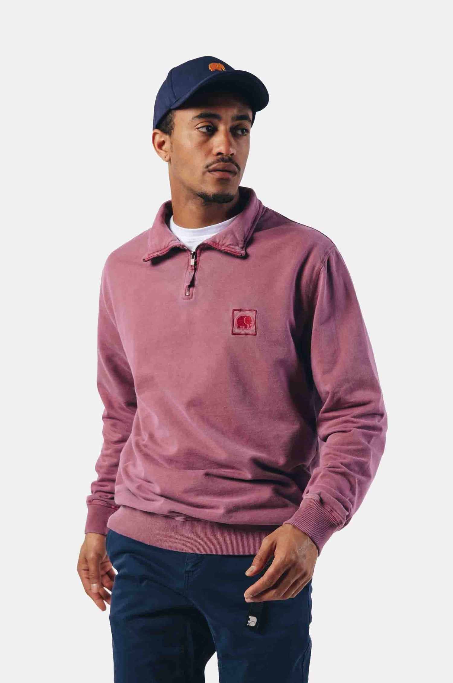 Heren Sauce Pigment Quarter Zip Sweater Garnacha Red