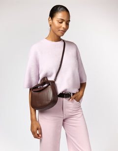 Coco Croissant Tas Chocoladebruin, Soft Grain leer