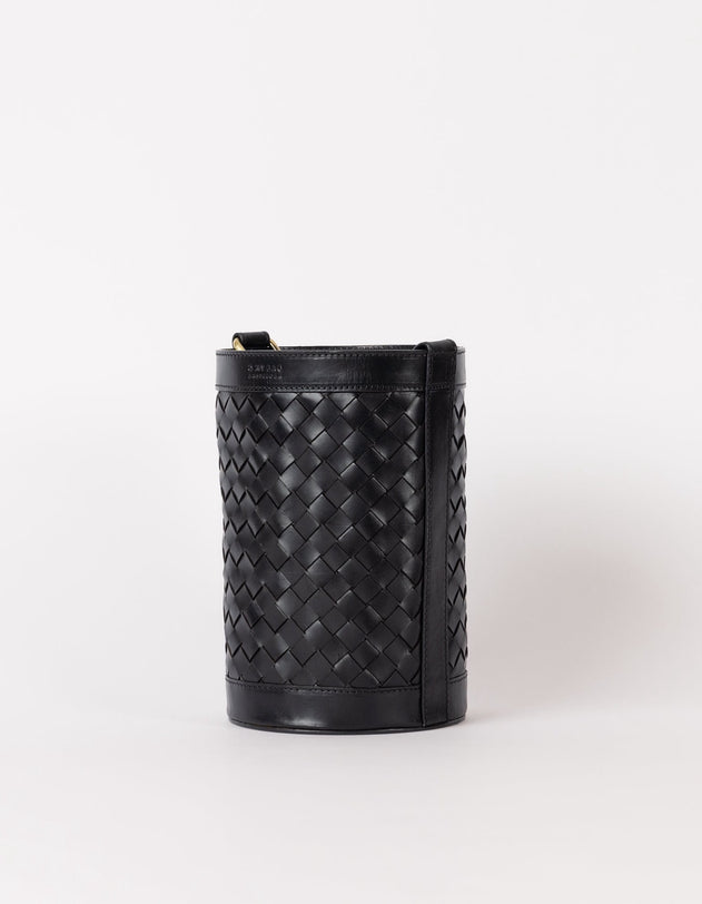 Zola Woven Leather Tas Zwart