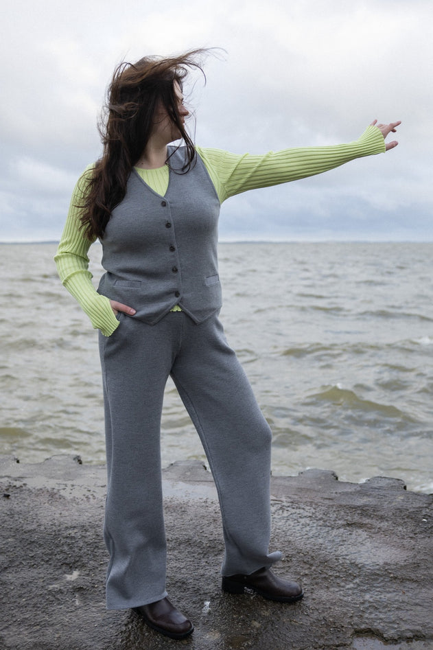 Bene Merino Wide Pants Light Grey