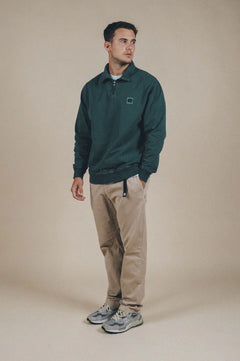 Saus pigment geverfd halve zip trui iep groen