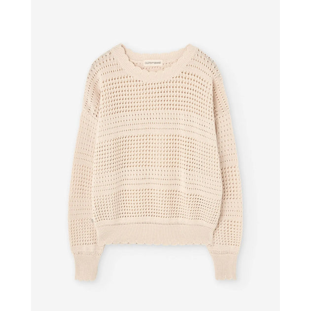 Openwork Knit Sweater Beige