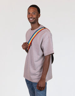 Rainbow Webbing Strap Black Classic Leather