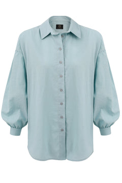 Summer Button-up Shirt Pale Turquoise