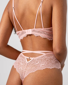 Lace Strappy Triangle Bralette Powder Pink