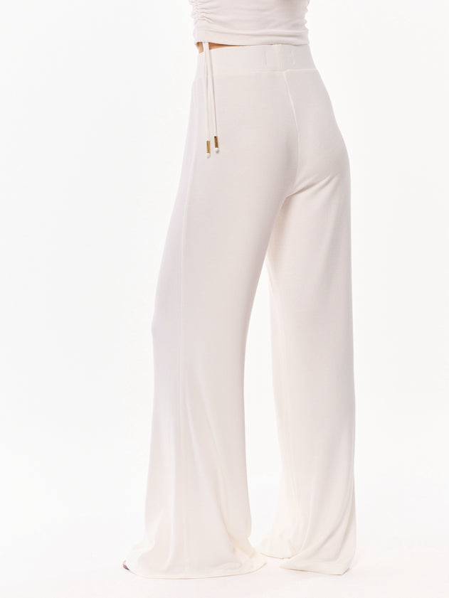 Ivy High Waist Viscose Pants Ecru