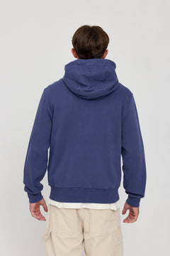 Men's Basic Zip Drawstring Hoodie Iris Blue