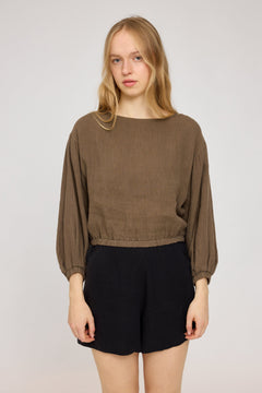 Wide Sleeve Linen Blouse