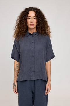 Women's Short Sleeve Linen Shirt