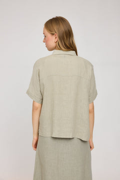 Women's Short Sleeve Linen Shirt