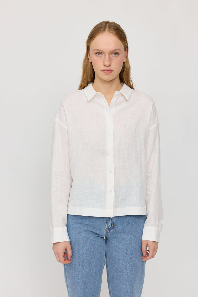 Long Sleeve Linen Button-Up Shirt