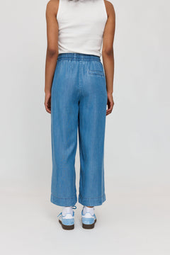 Wide Leg Denim Pants With Belt