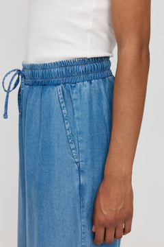 Wide Leg Denim Pants With Belt