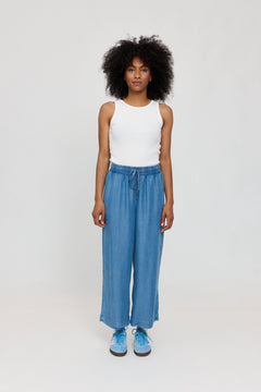 Wide Leg Denim Pants With Belt