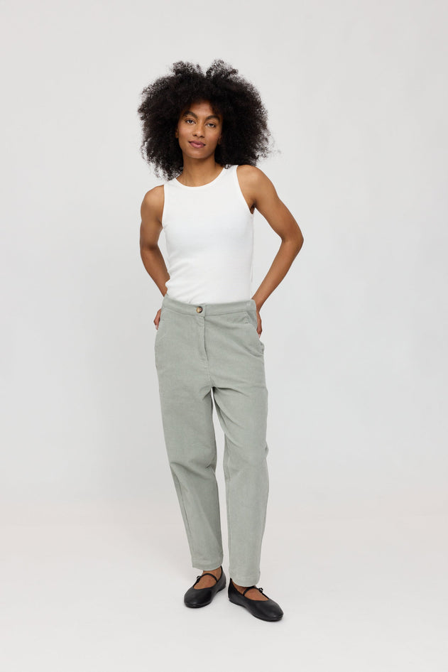 Barrel Leg Corduroy Pants
