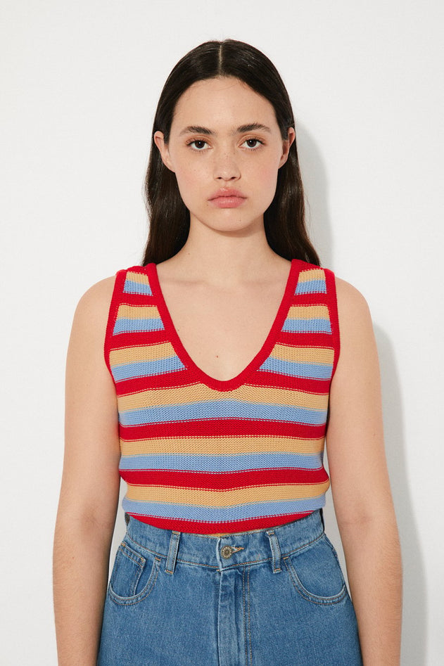 Haze Knitted Top Multicolor Stripes