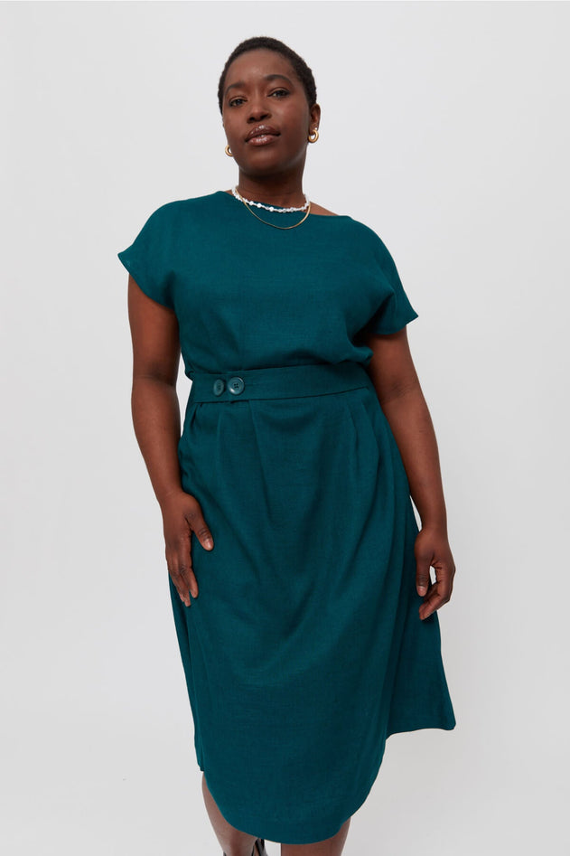 Sati Midi Dress With Boat Neck Deep Teal