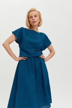 Nane Dress Short Sleeves Petrol Blue