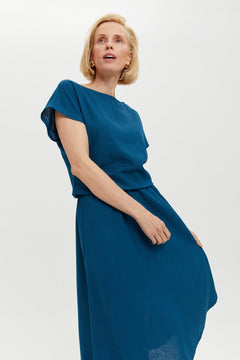 Nane Dress Short Sleeves Petrol Blue