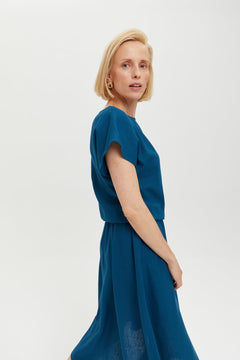 Nane Dress Short Sleeves Petrol Blue