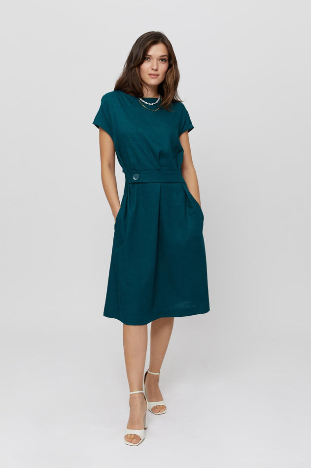 Sati Midi Dress With Boat Neck Deep Teal