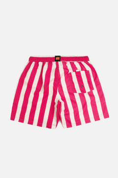 Men's Beach Club Swim Shorts Striped Fuchsia