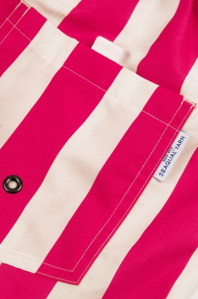Men's Beach Club Swim Shorts Striped Fuchsia