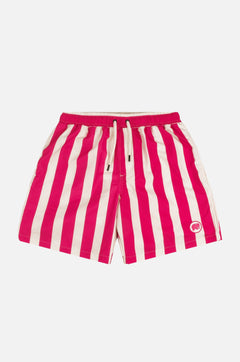 Men's Beach Club Swim Shorts Striped Fuchsia