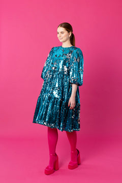 Dishy Dress Sequin Turquoise