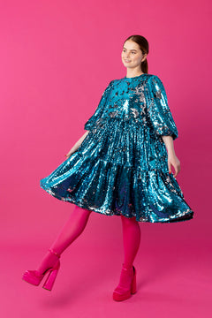 Dishy Dress Sequin Turquoise