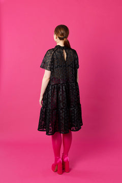 Dishy Dress Short Sleeves Lace Black